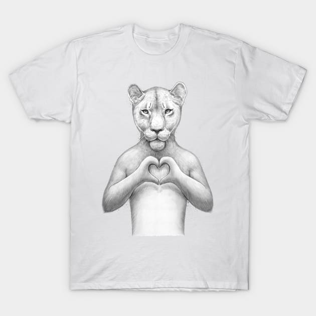 Girl Lion with heart T-Shirt by NikKor